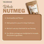Heawans Organic Whole Nutmeg 2 oz, Premium Grade USDA certified.