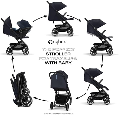 CYBEX Beezy 2 Compact and Lightweight Travel Stroller - Compatible with CYBEX Car Seats, Dark Blue