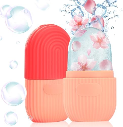 Ice Roller for Face and Eye, Upgrated Ice Face Roller Puffiness Relief Ice Roller Skin Care Tools, Ice Facial Cube,Self Care Gift for Men Women, Silicone Ice Mold for Face Beauty (Red)
