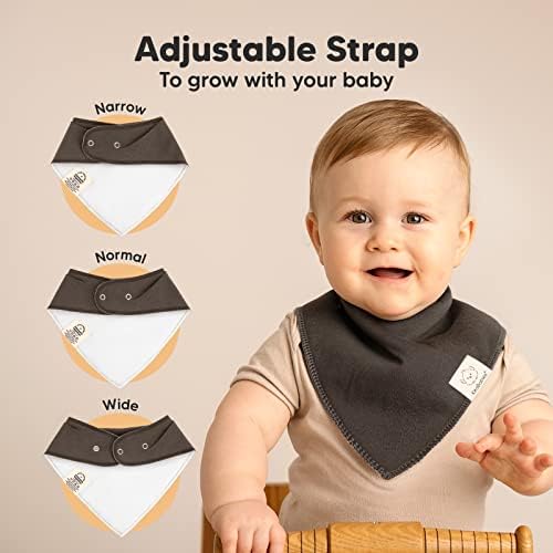 KeaBabies 8-Pack Organic Baby Bandana Bibs for Boys, Girls - Super Absorbent Triangle Baby Bibs for Drooling and Teething Infant, 100% Cotton Extra Soft for Newborn, Infant 0-36 Months (Basics)