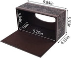 Antique PU Leather Tissue Box Holder Cover Rectangular Napkin Case Dispenser,Home Office Car Tissue Holder with Magnetic Bottom,Facial Tissue Organizer (Retro)