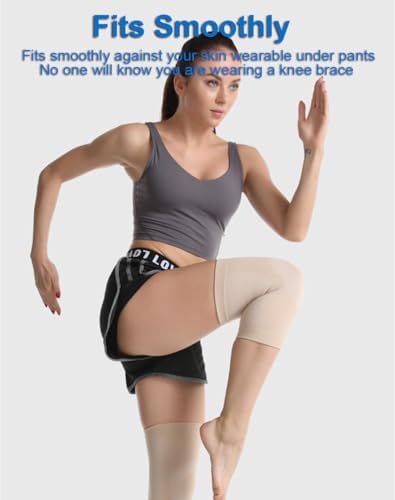 1 Pair Knee Compression Sleeves for Women & Men, Lightweight Thin Knee Sleeves for Knee Pain Relief, Knee Warmers Knee Brace Undersleeve Dancer Knee Pads, Knee Brace for Women Daily Use, Vendas Para Rodillas (Gray, Medium)