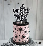 Witches Don’t Age Cake Topper, Halloween Witch Birthday Party Decoration Supplies, Gothic Witch Birthday Decoration, Halloween Girl Woman Happy Bday Decor Black Glitter