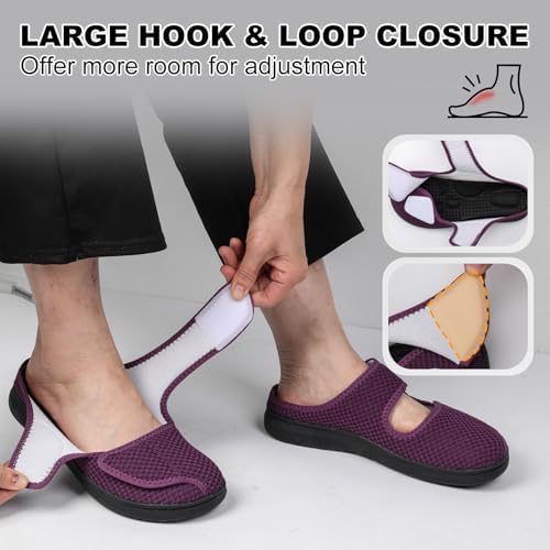 JIASUQI Womens Slippers Wide Toe Box Shoes for Women Ajustable Slippers Indoor and Outdoor