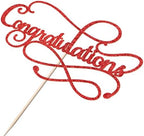 Congratulations Cake Topper,Congratulations 2026 Graduation Cake Topper,Graduation, Wedding, Retirement, Birthday, Anniversary, Celebration Party Decorations Supplies(Red)