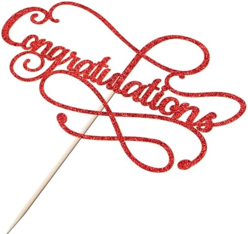 Congratulations Cake Topper,Congratulations 2026 Graduation Cake Topper,Graduation, Wedding, Retirement, Birthday, Anniversary, Celebration Party Decorations Supplies(Red)