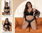 FANCMISTERY Plus Size Lingerie for Curvy Women 3 Piece Sleepwear with Lace Sexy Robe Lingerie Sets for Women