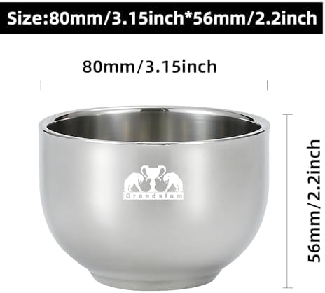 Grandslam Razor & Brush Stand with Double Stainless Steel Bowl Set for Shave Soap, Safety & Straight Razors, Silver
