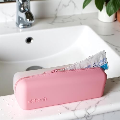 Disposable Daily Contact-Lens Case Organizer, Travel-Friendly, Premium Quality, Water-Resistant Silicone Case with Clearly Labeled R & L, Storage up to 30 lenses (Pink)
