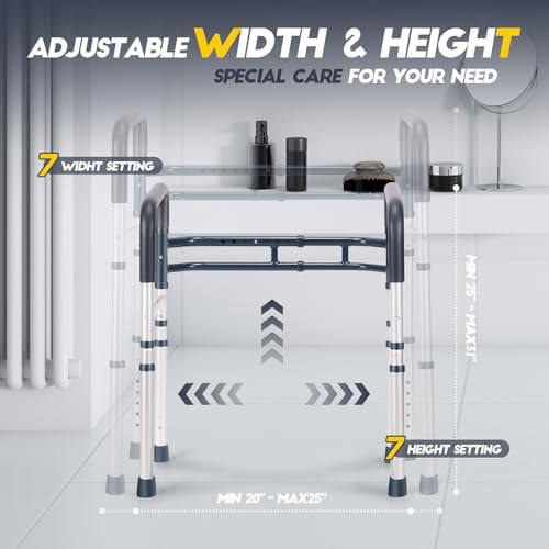 Toilet Safety Rails, Adjustable Toilet Frame for Elderly, Seniors, Handicap & Disabled, Foldable Handicap Toilet Handles Fit Any Toilets (Blue)