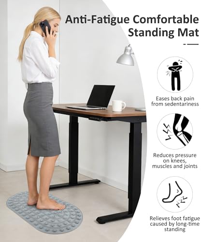 Acupressure Foot Massage Mat - Portable Foldable Foot Massager Mat for Bathroom, Yoga, Outdoor Games, Office Standing Desk Pad, Relieve Foot Pain, Anti-Slip, 30 x 18 inch (Grey)