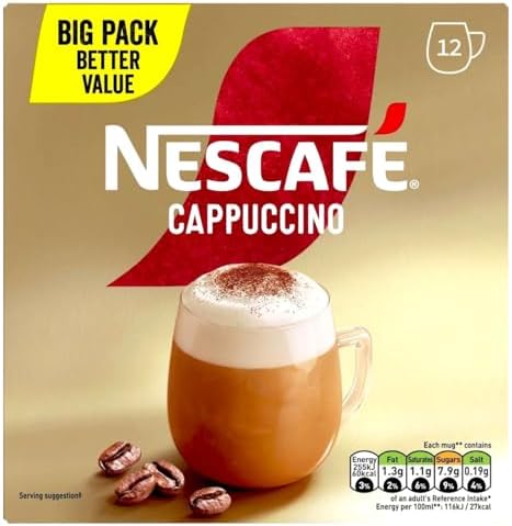 NESCAFÉ Cappuccino x12 Instant Coffee Sachets (Pack of 6, Total 72 Sachets)