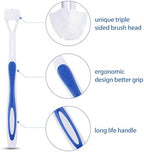 Boao 4 Pieces Toothbrush 3 Sided 7.1 Inch Autism Sensory Toothbrush 360 Degree Cleaning Travel Brush Complete Teeth Angle Clean Tooth(Blue)