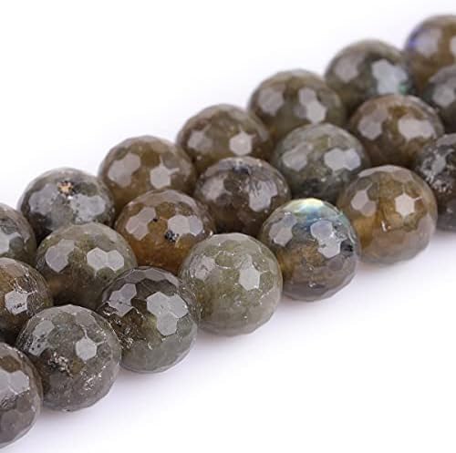 GEM-Inside Labradorite Gemstone Loose Beads Natural 12mm Round Faceted Crystal Energy Stone Power for Jewelry Making 15"
