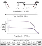 Eyekepper Frameless Reading Glasses Women - Round Rimless Readers Men Purple +1.50