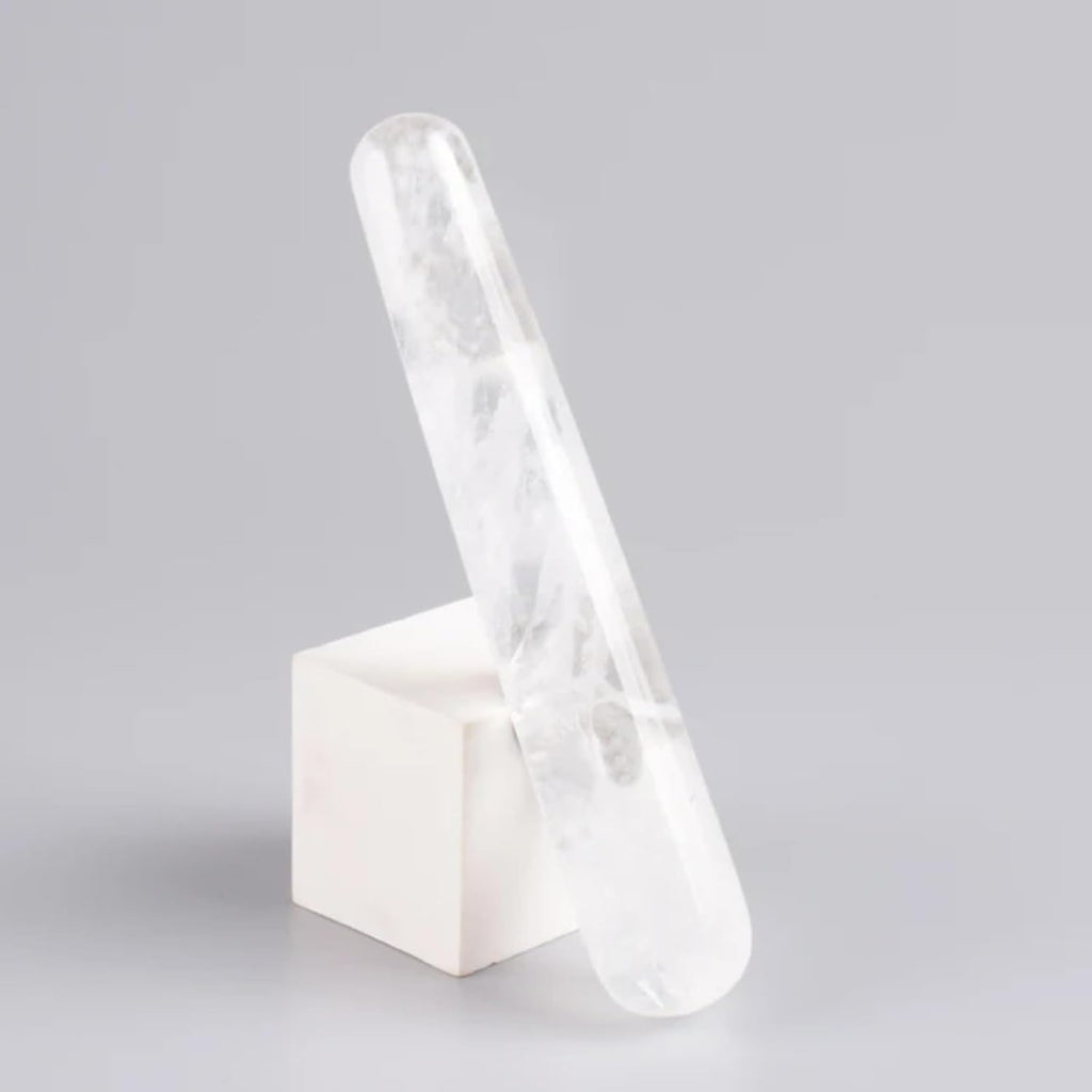 Natural Stone Massagestick Crystal Mineral Quartz Eye Acupoint Pen Gua Sha Yoni Wand Relax Body Beauty Tool(Rock Quartz)