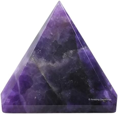 Amazing Gemstone Amethyst Pyramid Crystal Healing Stones - 2" Great Pyramid Figurine of Natural Stone Pyramid for Meditation, Reiki, Chakra Balancing and Crystal Pyramids Grid