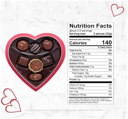 Russell Stover Valentine's Day Heart Shaped Box - 7 Pieces Per Box - Iconic Chocolate Evryone Loves - Perfect for Giving That Special Someone - Start a Sweet Tradition