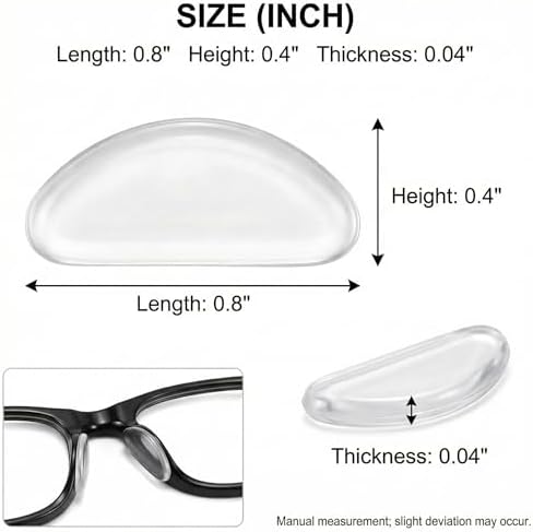 30 Pairs Glasses Nose Pads, D-Shaped Silicone Anti-Slip Nose Pad Stickers for Eyeglasses & Sunglasses, Soft Adhesive Nose Pieces, 15 Clear + 15 Black, 0.8" x 0.4" x 0.04"