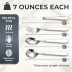 Weighted Utensils for Tremors and Parkinsons, Heavy Weight Stainless Steel Silverware Set, Adaptive Eating Flatware Helps Hand Tremors, Parkinsons Aids for Living, Arthritis - Knife, Fork, Spoons, 7oz