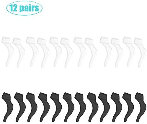 HKIDEE Eyeglass Ear Grip, Anti - Slip Comfortable Silicone Elastic Eyeglasses Retainers For Sunglasses Reading Glasses Eyewear, Sport Eyeglass Strap, 12 Pairs
