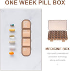 GLEAVI Portable Weekly Pill Organizer 7-Day 28 Compartments Medicine Storage Box with Sealing Lid Compact Mini Container for Travel and Daily Medication Management