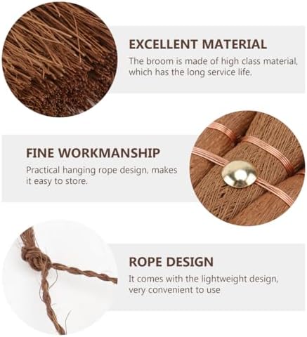 Ipetboom Mini Palm Broom 9.45X3.15 Inch Lightweight Brown Brush with Hanging Rope Small Whisk Broom for Household Cleaning and Tea Ceremony