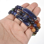 Justinstones Gem Semi Precious Gemstone Love Heart Charm Stretch Beaded Bracelet Unisex