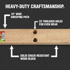 Pure Horsehair Push Broom Head, 18 inches, Heavy Duty Wood Block with 2 Threaded Holes - Clean up Dust and fine Debris for Home or Industrial Use, Fine Premium Bristles