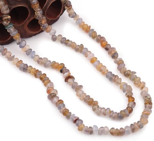 400pcs Natural Chip Stone Beads for Jewelry Making Blue Agate 5-8mm Irregular Gemstones Healing Crystal Loose Rocks Bead Hole Drilled for Ring Earrings Necklace Bracelet Making DIY Art Crafts
