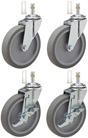4" Caster Replacement for Rubbermaid Utility Carts | Set of 4 with Brakes | Fits Series 4000, 3355-88, 3424-88