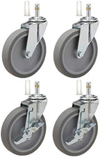 4" Caster Replacement for Rubbermaid Utility Carts | Set of 4 with Brakes | Fits Series 4000, 3355-88, 3424-88