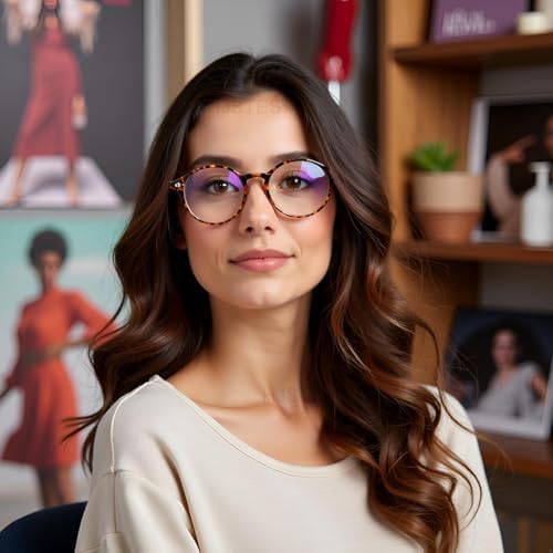 HJSTES Vintage Blue Light Glasses for Women Men Round Bluelight Blocking Glasses Thick TR90 Frame Eyeglasses