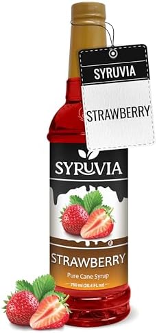 Syruvia Strawberry Syrup (25.4 fl oz) - Sweet Strawberry Bliss in a Bottle – Kosher, Gluten-Free, Ideal for Elevating Your Culinary and Beverage Adventures with pump