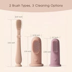 Moonkie Baby Finger Toothbrush Tongue Oral Cleaner Kit for 3 Months +, 3 Pcs (Clay/Ivory/Clay)