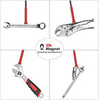 Housolution Grabber Tool Magnetic Four-claw Picker, Bendable Hose Reacher Pickup Sweeper with LED Lights, Flexible Long Handy Reaching Assist Tool for Litter Pick/Home Sink/Drain - Red