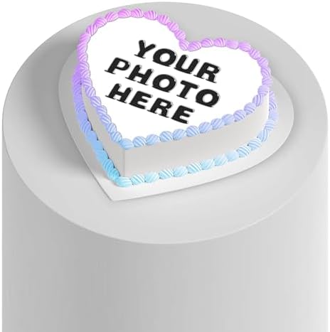 Custom Edible heart shaped photo cake pictures frosting Print my graduation wedding birthday images sugar (9 Inch)
