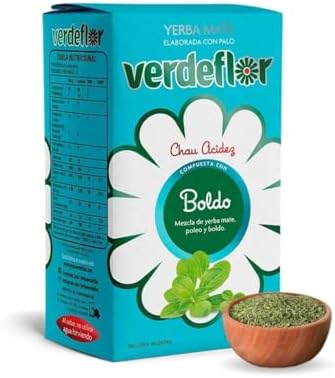 Verdeflor Yerba Mate Tea Paleo and Boldo Infused 500g, 1.1 LBS | Unsmoked Loose Leaf Clean Natural Energy Drink | Jitter Free | Enjoy With Yerba Mate Gourd and Bombilla | Made in Argentina