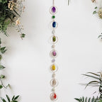 Chakra Agate and Crystal Gemstone Decor Natural Raw Stones Hanging Ornament, Handmade 7 Chakra Healing Crystal Decoration for Home Window Entryway Hallway Feng Shui Yoga Meditation Car Handmade Gift