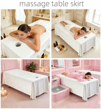 Premium Reusable Massage Table Skirt Sheets with Face Hole, Bed Cover Professional Massage Linens Fitted Wax Mat for Esthetician Bed, Stain and Wrinkle-Resistant, Machine Washable (White, 72*118 Inch)