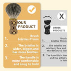 KIKC Hand Crafted Pure Badger Shaving Brush for Wet Shave, Soft Bristle, Art Annual Ring Wood Handle, Best Gift for Bearded Man