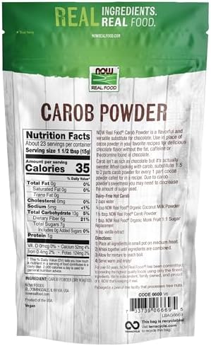 NOW Foods, Carob Powder, Dry Roasted, Additive-Free, Nutritious Substitute for Chocolate, 12-Ounce (Packaging May Vary)