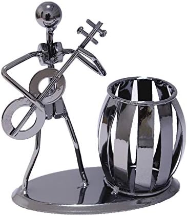 Music Theme Metal Pencil Holder, Office Supply Pen Organizer Desktop Decoration Stand Container (Typ1 Bass)