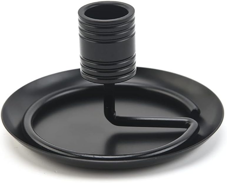 luzen Stainless Steel Moxa Roll Stick Holder with Ash Catcher Tray Dish Single Hole Moxa Stick Burner Holder Moxa Stick Burning Stand Base Holder, Black