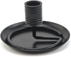 luzen Stainless Steel Moxa Roll Stick Holder with Ash Catcher Tray Dish Single Hole Moxa Stick Burner Holder Moxa Stick Burning Stand Base Holder, Black