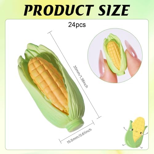 CHGCRAFT 24Pcs Miniature Corn Resin Miniature Vegetable Yellow Mini Corn for Home Kitchen Photography Party Decoration