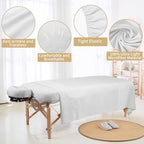 4 Sets Premium Microfiber Massage Table Sheets Set 3 Piece Set Includes Massage Table Cover Fitted Sheet and Fitted Face Rest Cover, White
