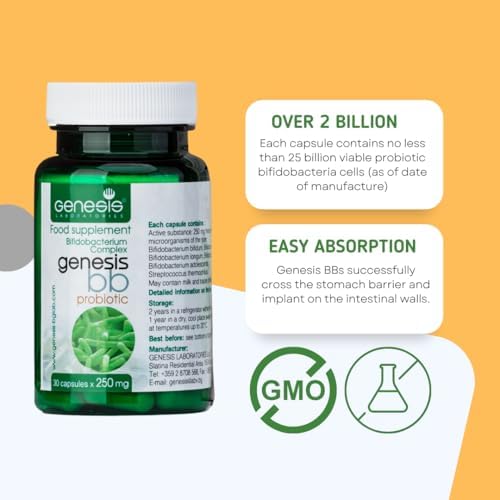 Genesis Bifidobacterium Complex BB Probiotic May Support Gut Helth, Digestion, Immune System 240 Mg per Capsule 90 caps