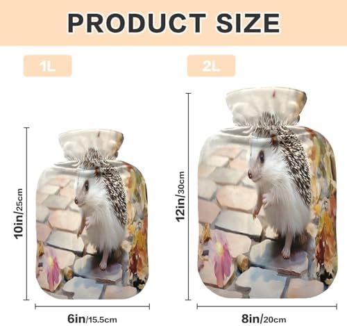 Hot Water Bottle with Cover 1L Warm Water Bottle for Hot and Cold Compress Hot and Cold Therapies,Hand Feet Warmer,Hedgehog