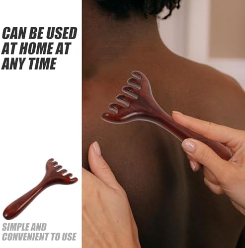 FOMIYES Wooden Foot Massage Rake - Natural Gua Sha Scraping Tool for Feet and Scalp, Wide Tooth Massager Comb with Ergonomic Handle